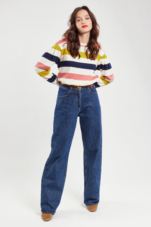 Sweat rayé épaules basses - coton rustique - Armor-lux - 3