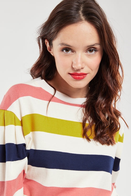 Sweat rayé épaules basses - coton rustique - Armor-lux - 2