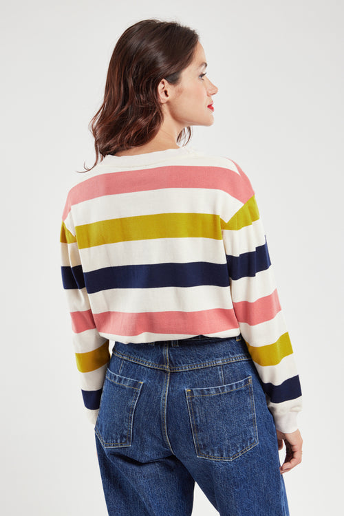 Sweat rayé épaules basses - coton rustique - Armor-lux - 5