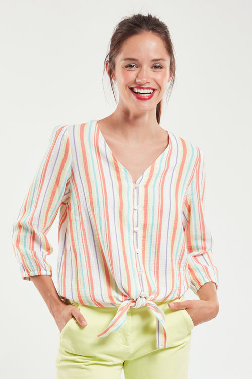 Tied blouse - cotton - Armor-lux - 1