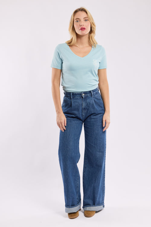 T-shirt col V homard fleuri - coton léger - Armor-lux - 3