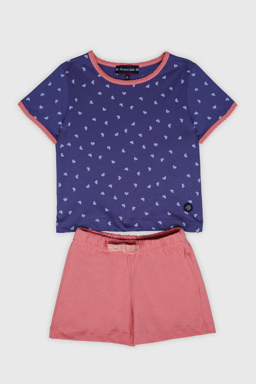Kids heart print pyjama shorts - lightweight cotton - Armor-lux - 1