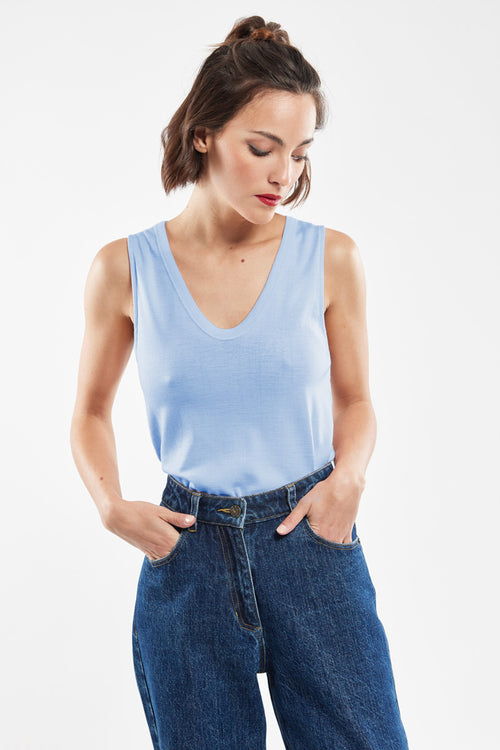 V-neck vest top – wool and lyocell - Armor-lux - 1