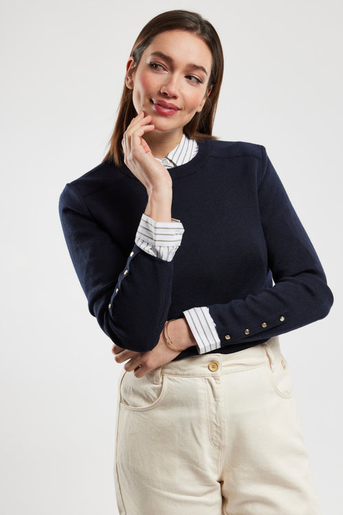 Pull boutons dorés - laine mérinos - Armor-lux - 1