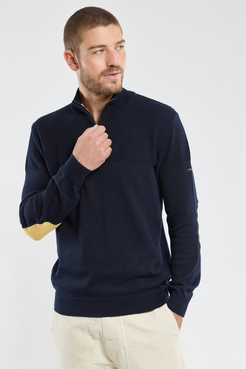 Pull col zippé avec coudières - coton - Armor-lux - 1