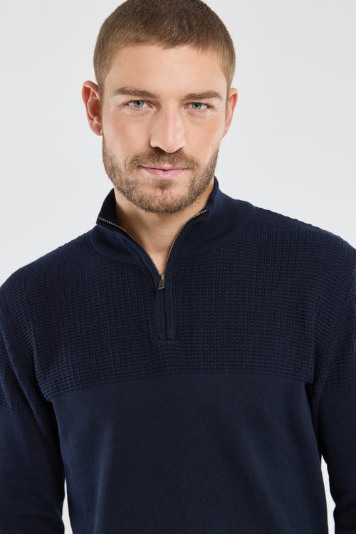 Pull col zippé avec coudières - coton - Armor-lux - 5