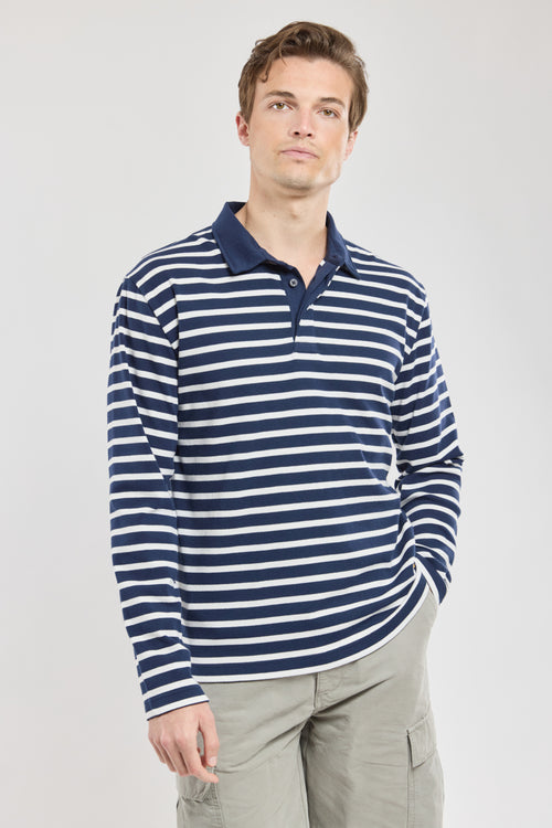Gestreiftes Poloshirt mit langen Ärmeln - Baumwolle - Armor-lux - 1