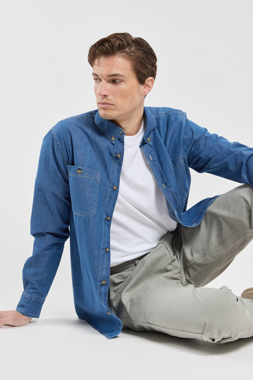 Chemise coupe droite - denim - Armor-lux - 4