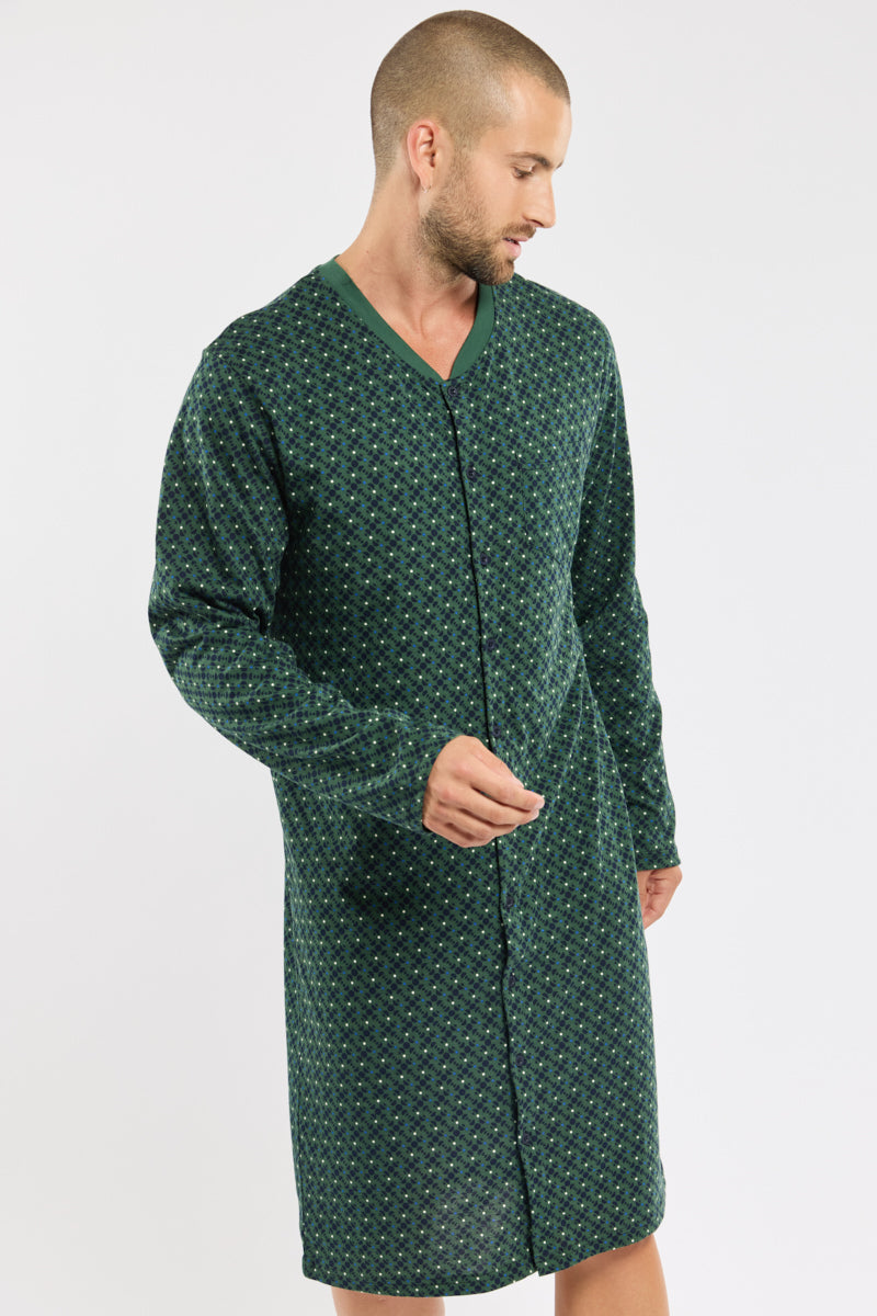 Chemise De Nuit Homme Coton Doux – Pyjama Manches Courtes Col Rond Boutons, Tee-Shirt Long Ultra Confortable Pour Les Soirées Détente