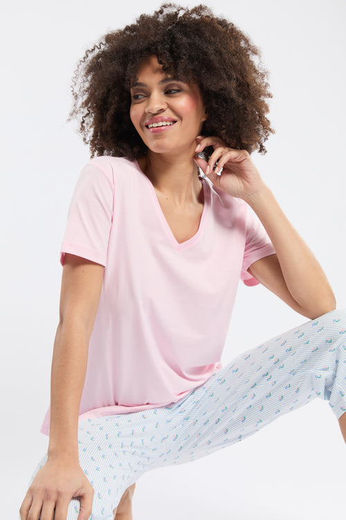 Floral stripes printed corset pyjamas - cotton - Armor-lux - 4