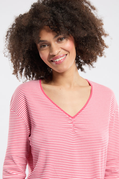 Gestreifter Capri-Pyjama mit 3/4-Ärmeln - Baumwolle - Armor-lux - 4