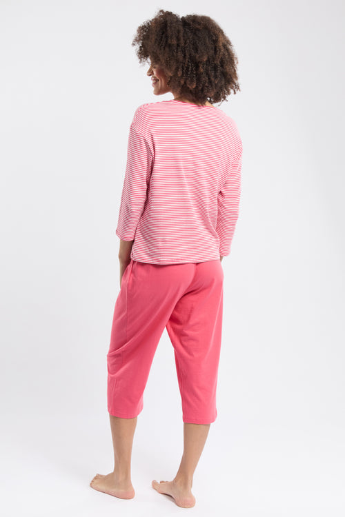 Gestreifter Capri-Pyjama mit 3/4-Ärmeln - Baumwolle - Armor-lux - 5