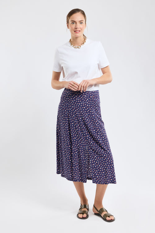 Jupe mi-longue fleurie - cupro - Armor-lux - 2