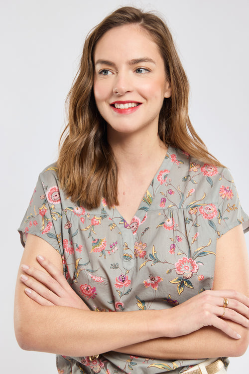 Blouse fleurie - coton - Armor-lux - 1