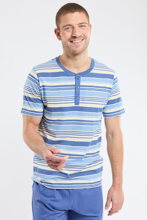 Gestreiftes Pyjama-Top und Shorts - Baumwolle - Armor-lux - 2