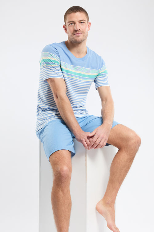 Gestreiftes Pyjama-Top und Shorts - Baumwolle - Armor-lux - 3