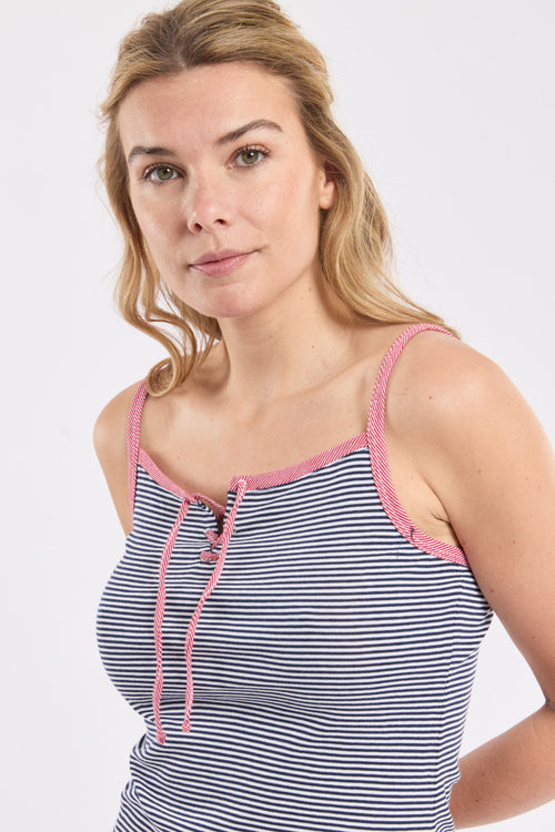 Striped tank top with laces — light cotton - Armor-lux - 3