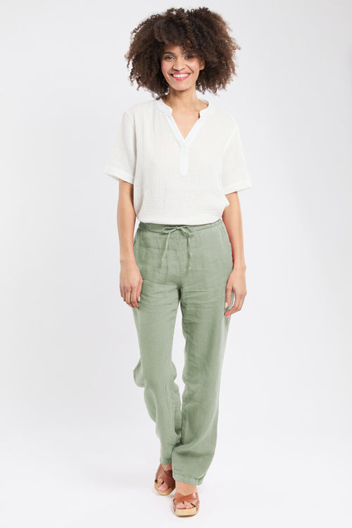 Hose mit Gummizug in der Taille – Leinen - Armor-lux - 1