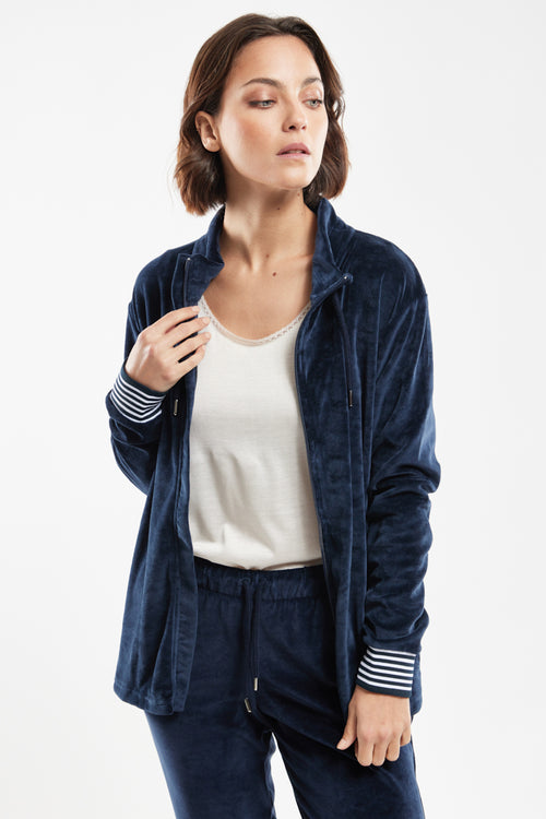 Veste zippée homewear - velours - Armor-lux - 1