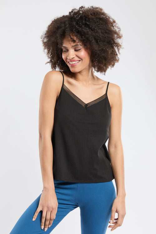 Caraco col V avec dentelle - coton léger issu de l