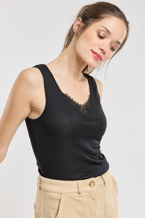 Tanktop mit Spitze – Wolle und Seide - Armor-lux - 4