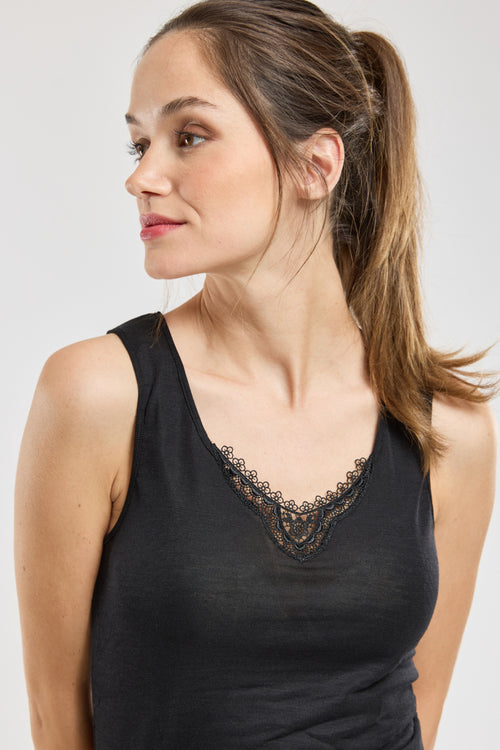 Tanktop mit Spitze – Wolle und Seide - Armor-lux - 2