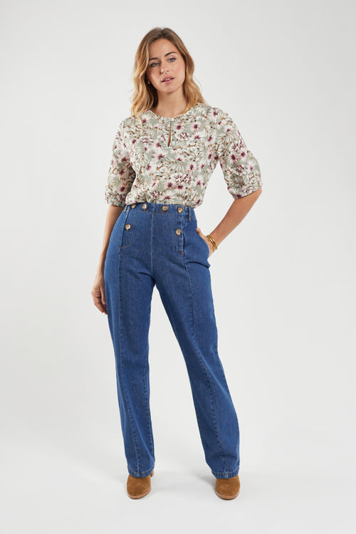 Blouse motifs fleurs - lin et coton - Armor-lux - 3