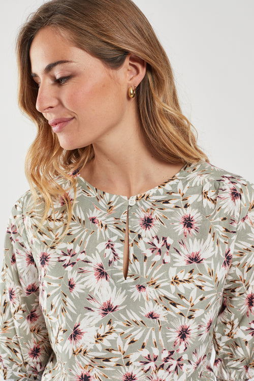 Blouse motifs fleurs - lin et coton - Armor-lux - 2