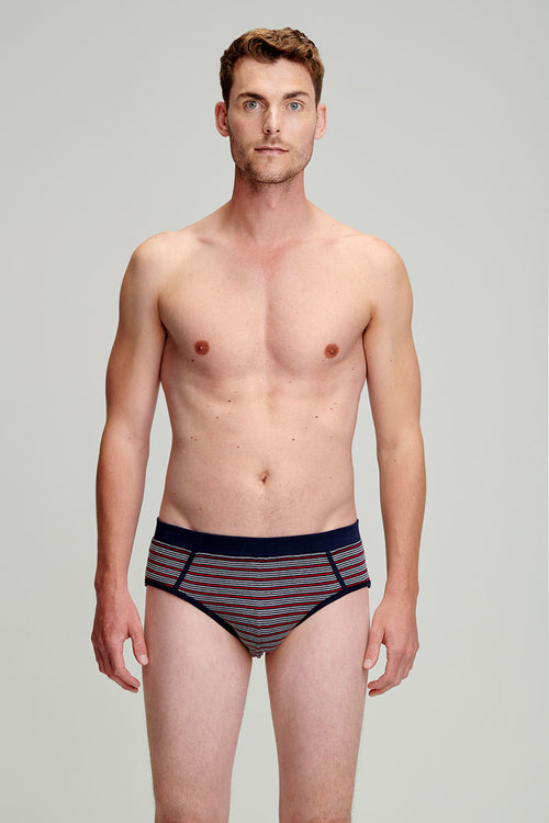 Striped Y-front briefs - light organic cotton - Armor-lux - 1