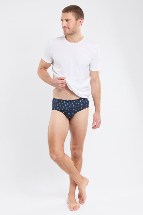 Boat” pattern briefs - lightweight organic cotton - Armor-lux - 3