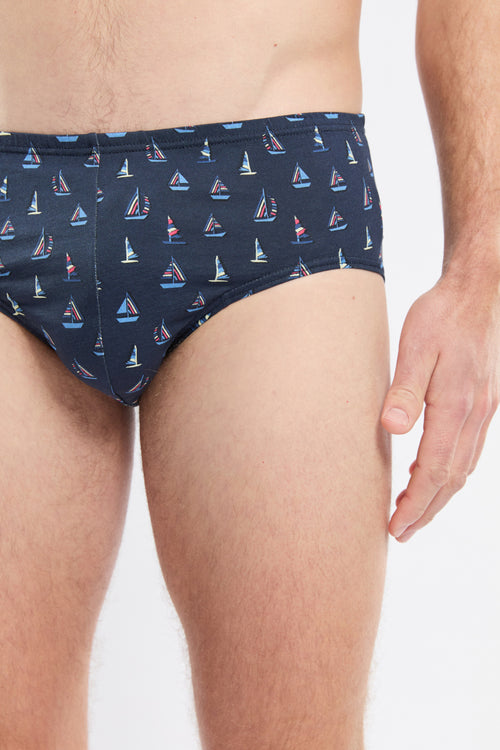 Boat” pattern briefs - lightweight organic cotton - Armor-lux - 2