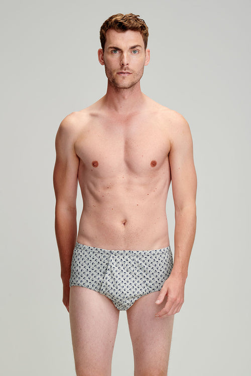 Sailboat patterned Y-front briefs - light organic cotton - Armor-lux - 1
