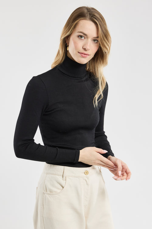 Polo neck T-shirt – wool and silk - Armor-lux - 5