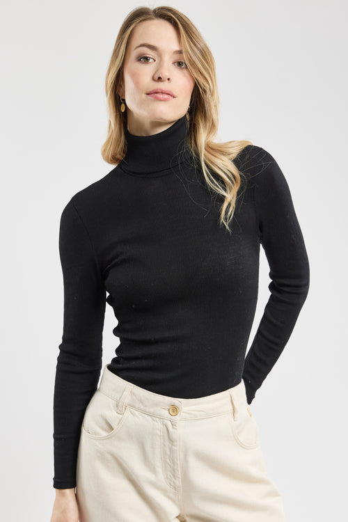 Polo neck T-shirt – wool and silk - Armor-lux - 1