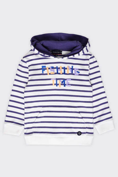 Sweat fishing time rayé à capuche Kids - coton - Armor-lux - 1