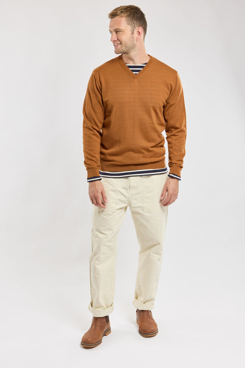 Pullover mit V-Ausschnitt – Merinowolle und Acryl - Armor-lux - 3