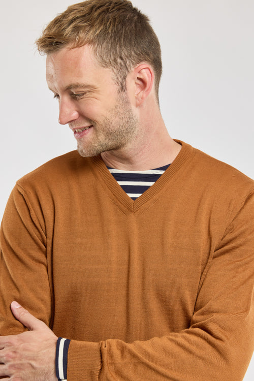 Pullover mit V-Ausschnitt – Merinowolle und Acryl - Armor-lux - 4