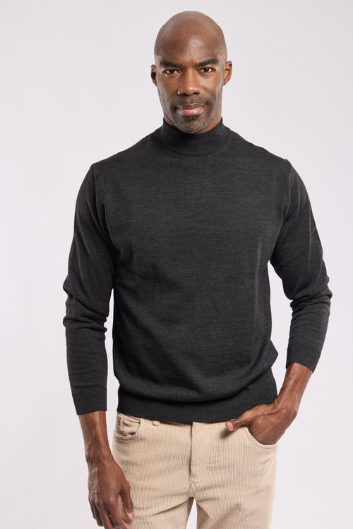 Pull uni col cheminée Bérac - laine mérinos - Armor-lux - 1