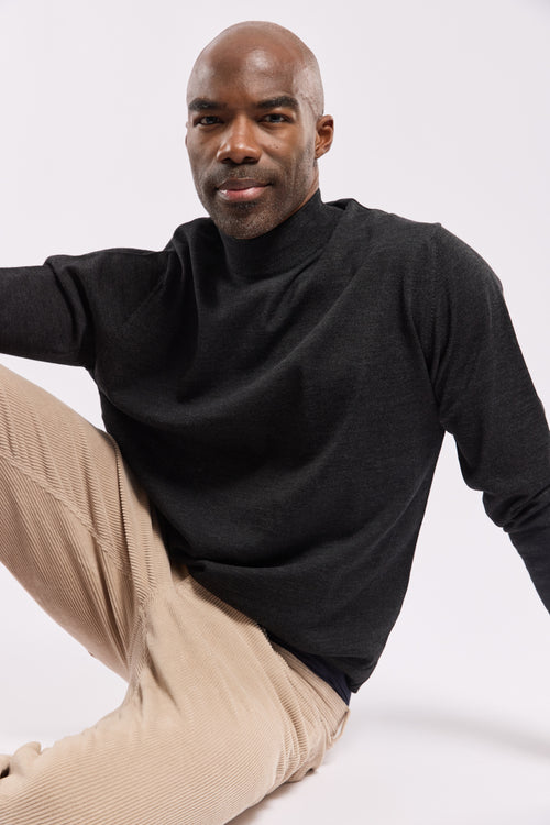 Pull uni col cheminée Bérac - laine mérinos - Armor-lux - 3