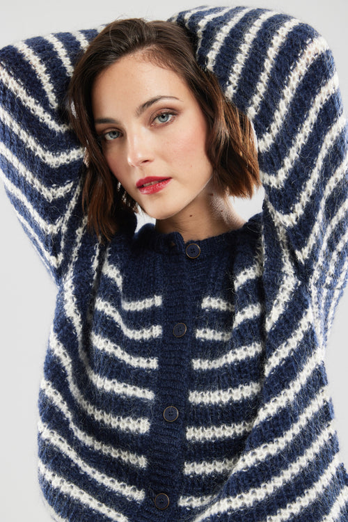 Cardigan rayé Carl - mohair - Armor-lux - 2