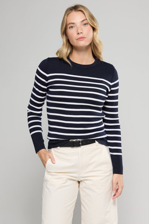 Pull marin rayé Briac - laine mérinos - Armor-lux - 1