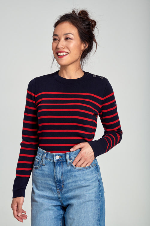 Pull marin rayé Briac - laine mérinos - Armor-lux - 1