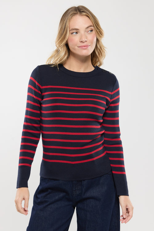Pull marin rayé Briac - laine mérinos - Armor-lux - 1