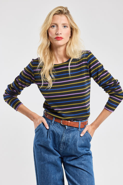 Three-colour Breton striped shirt - heavy cotton - Armor-lux - 3