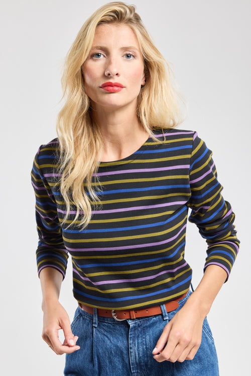 Three-colour Breton striped shirt - heavy cotton - Armor-lux - 4