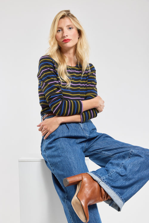 Three-colour Breton striped shirt - heavy cotton - Armor-lux - 2