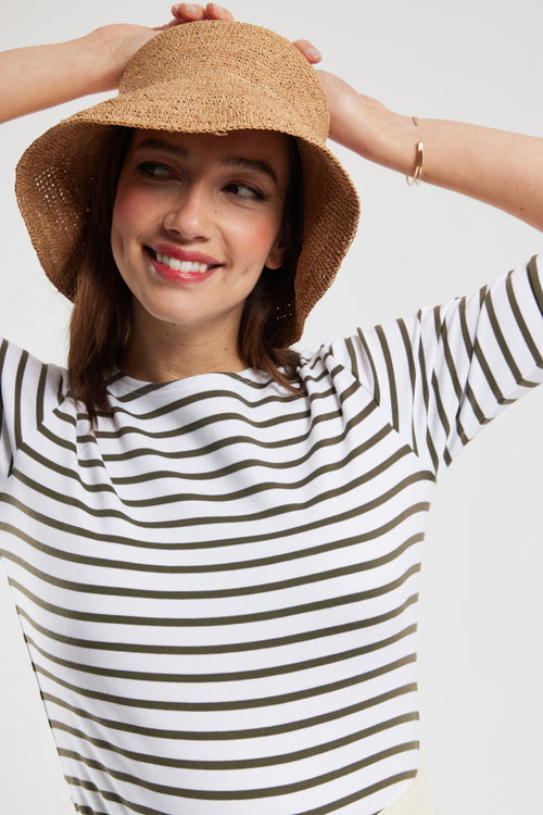 Breton striped shirt with 3/4-length sleeves- heavy cotton - Armor-lux - 4