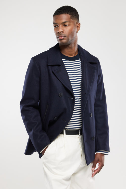 Two-coloured pea coat - wool - Armor-lux - 5