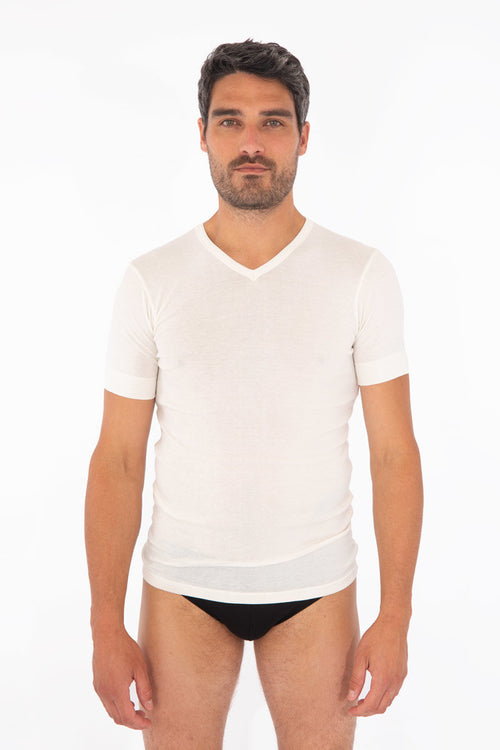 T-shirt col V - coton et laine - Armor-lux - 1