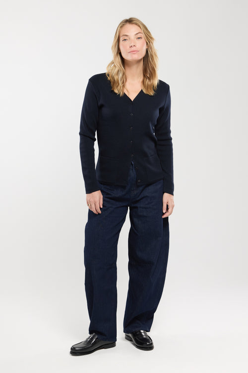 Essentials Cardigan Léger Col V Femme - Grande Taille Disponible, Confortable Et Polyvalent